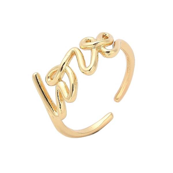 Word Love Brass Open Cuff Ring for Women