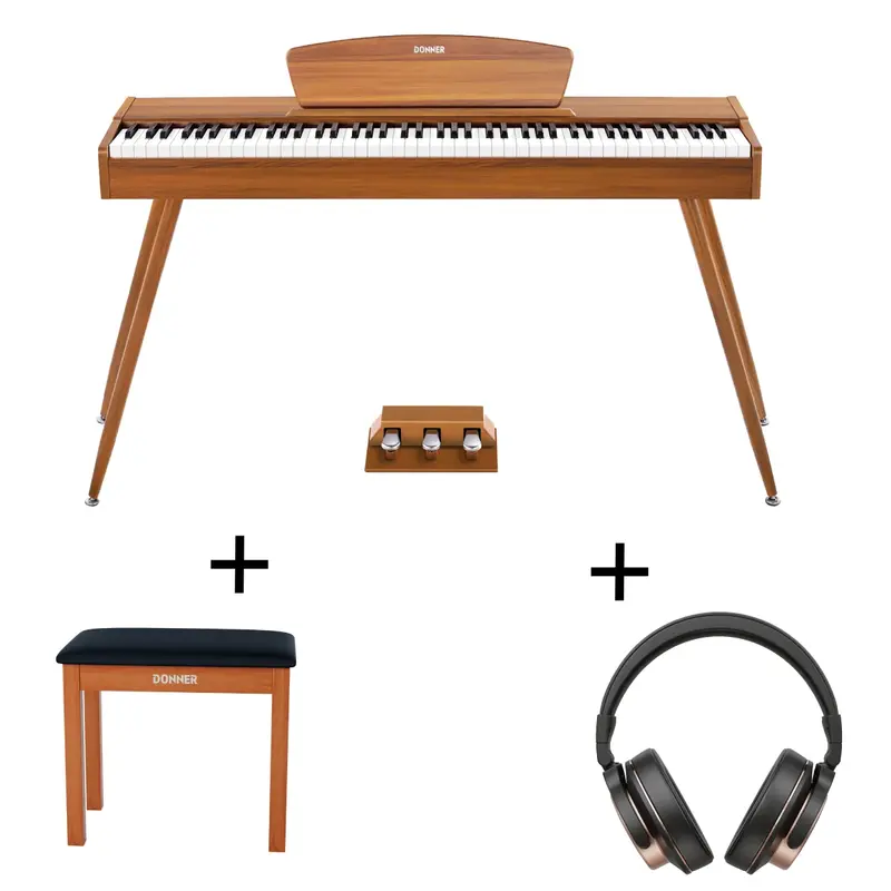 Donner DDP-80 Wooden Digital Piano - Natural / Piano+Bench+Headphones