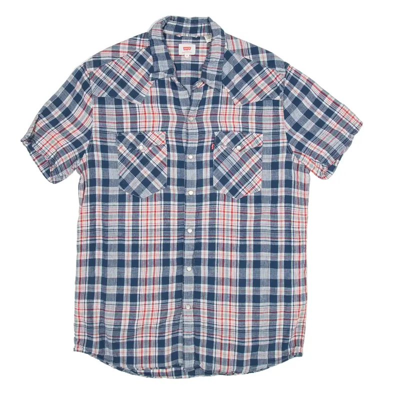 LEVI'S Shirt Blue Check Long Sleeve Mens M