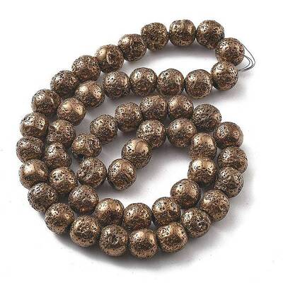 Electroplated Natural Lava Rock Beads Strands
