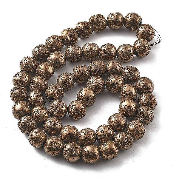 Electroplated Natural Lava Rock Beads Strands