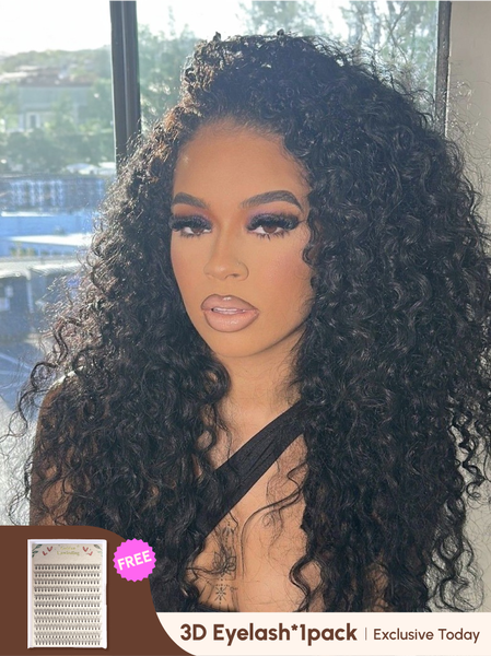 UNice 13x6 HD Lace Front Human Hair Curly 180 Density Wig
