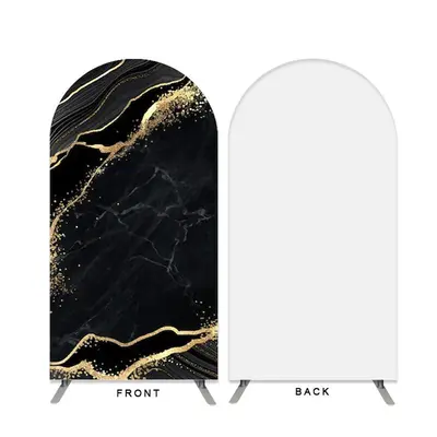 Aperturee Black Gold Marble Abstract Double Sided Arch Backdrop