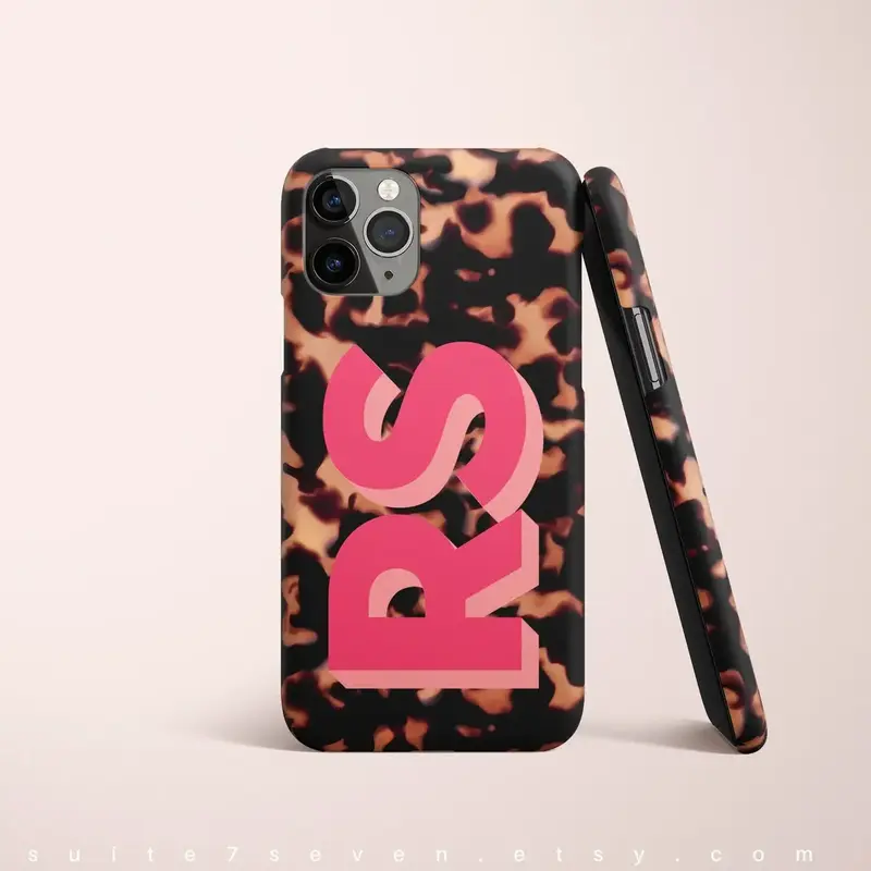 Personalized Initials Tortoise Shell Monogram Phone Case