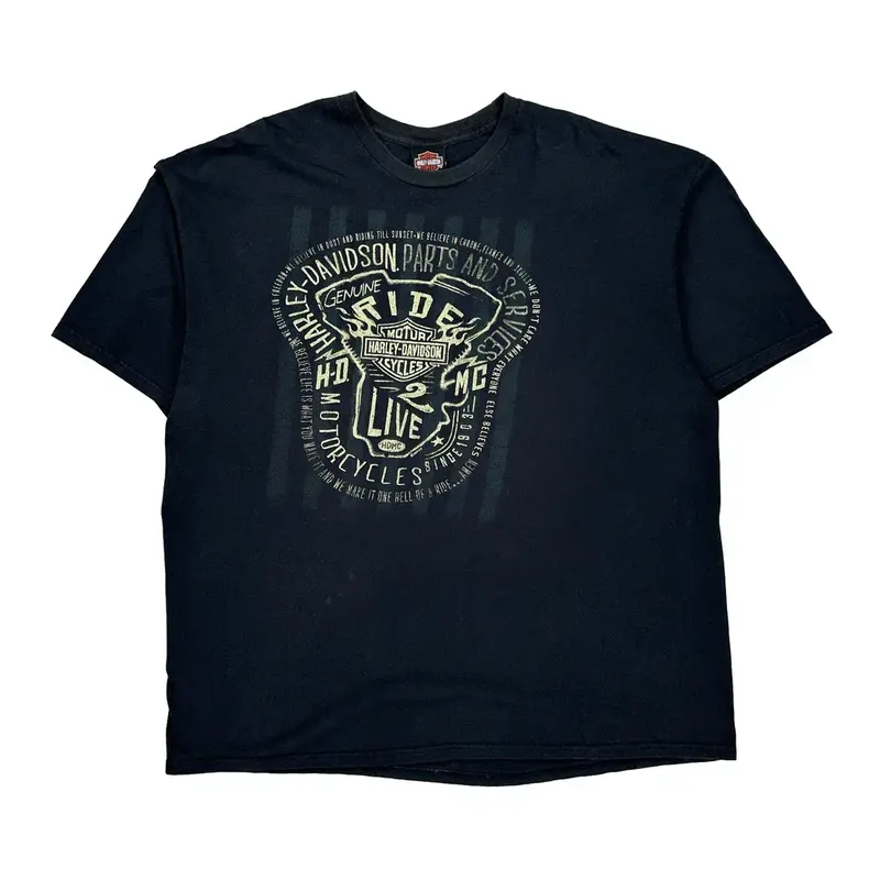 Harley Davidson Graphic T-Shirt - 3XL Navy Cotton