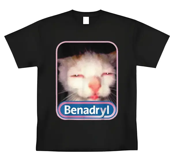 Benadryl Meme Cat shirt Funny Tee Casual Graphic Shirt Oversized