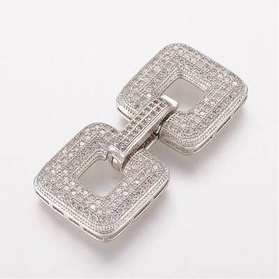 Brass Micro Pave Cubic Zirconia Fold Over Clasps