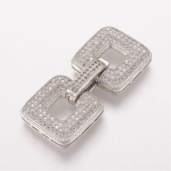 Brass Micro Pave Cubic Zirconia Fold Over Clasps