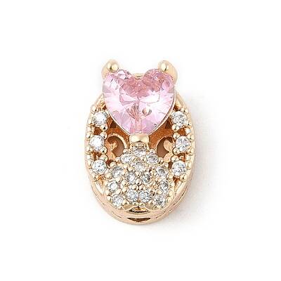 Brass Micro Pave Cubic Zirconia Beads