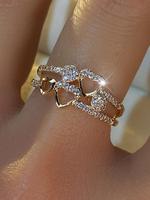 Women's Elegant Zirconia Inlaid Heart Design Ring, Exquisite Trendy Ring, Pave Engagement Ring, Fashionable Jewelry for Women...