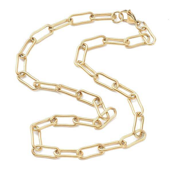 PVD Vacuum Plating 304 Stainless Steel Paperclip Chain Necklaces