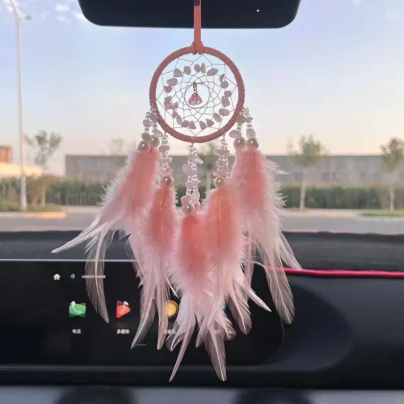 Crystal car pendant exquisite interior pendant feather wind chime adornment exquisite lovely Decoration