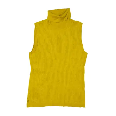 VINCE CAMUTO Vest Yellow Tight Knit Roll Neck Sleeveless Womens S