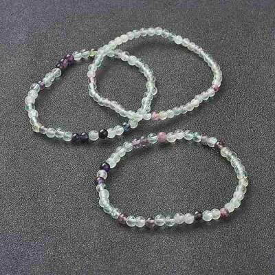 Natural Fluorite Beaded Stretch Bracelets