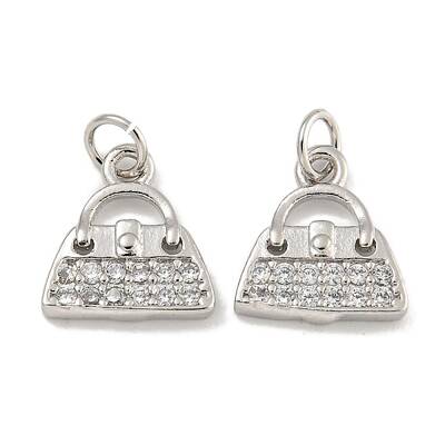 Rack Plating Brass Micro Pave Clear Cubic Zirconia Charms