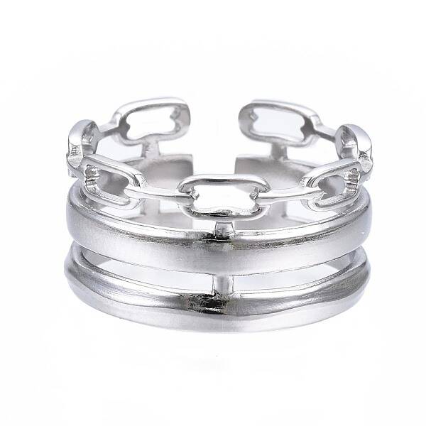 Non-Tarnish 304 Stainless Steel Cable Chain Open Cuff Ring