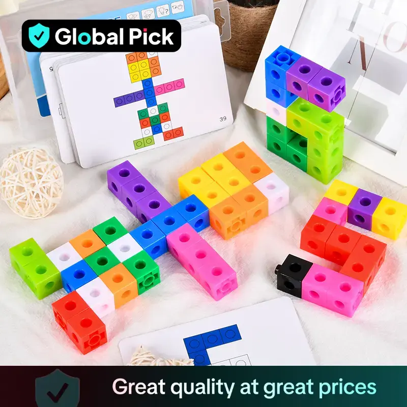 Colorful Cube Puzzle Toy, 60pcs/set Intelligent Cube Puzzle Toy with 30pcs Double-sided Activity Card, Logical Thinking Train...