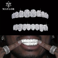 MAYLOR Party Doc Decorative Hip Hop Diamond Grills 18K Golden Plated Hypoallergenic Cubic Zirconia Teeth Grills - Decorative ...