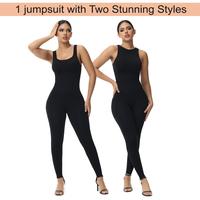 Soo Slick Fall Jumpsuit for Women – Reversible High & Square Neck, Sleeveless Bodycon One-Piece, Casual Women’s Wear, Fal...