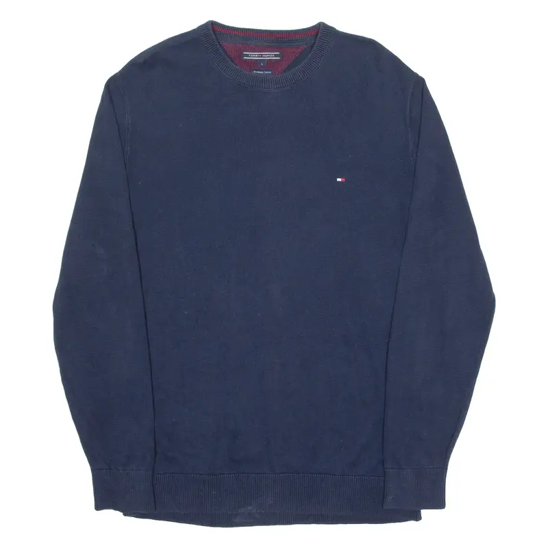 TOMMY HILFIGER Mens Jumper Blue Tight Knit L