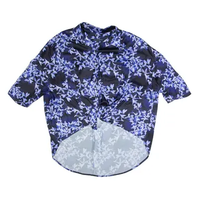 FRENCH CONNECTION Oversized Cropped Womens Printed Shirt Blue Floral XS