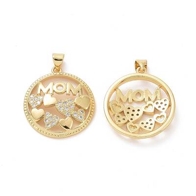 Mother's Day Brass Micro Pave Clear Cubic Zirconia Pendants