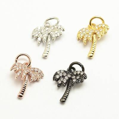 Brass Micro Pave Grade AAA Cubic Zirconia Charms