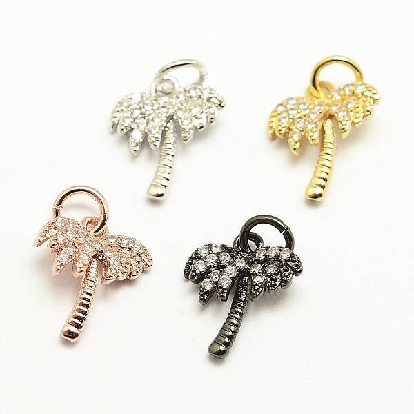 Brass Micro Pave Grade AAA Cubic Zirconia Charms