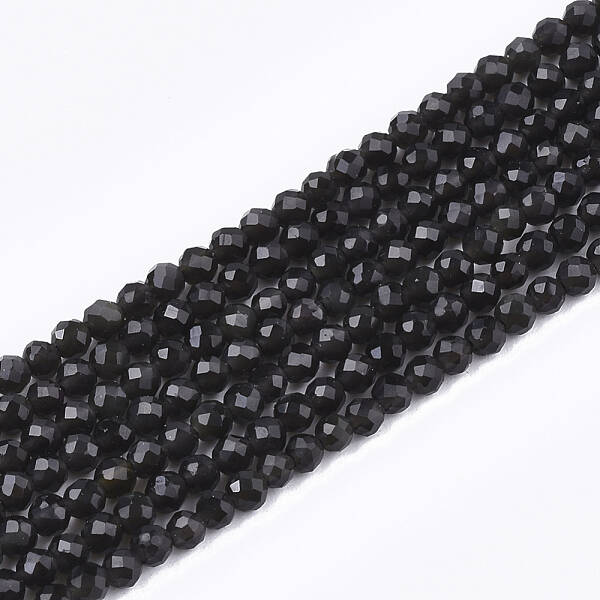 Natural Black Obsidian Beads Strands