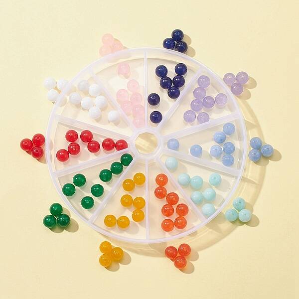 100Pcs 10 Colors Natural Dyed Malaysia Jade Beads