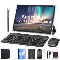 PYNAREL 10.1 inch 12(6+6)GB+128GB, Android 14 Tablet with Keyboard, Case, Mouse, Stylus, Screen Protector, 5G WiFi, for Fathe...