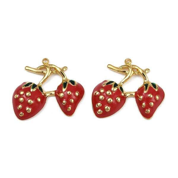 Strawberry 304 Stainless Steel Enamel Pendants