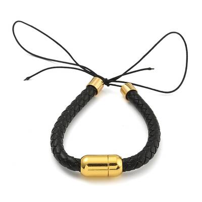 Black Braided Leather Cord Bracelet Making