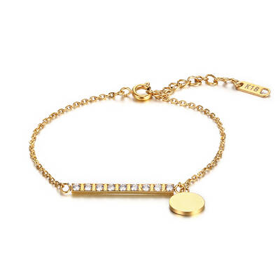 Stylish Stainless Steel Round Tag Chain Bracelet for Women Daily Wear