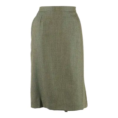 Womens Straight Skirt Green Knee Length 90s Check L