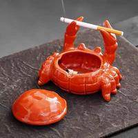 Cute Crab Design Ashtray with Lid, 1 Count Creative Multifunctional Ashtray, Decorative Ornament for Home Office Desktop Deco...