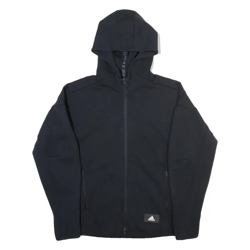 ADIDAS Boys Black Hoodie Full Zip L