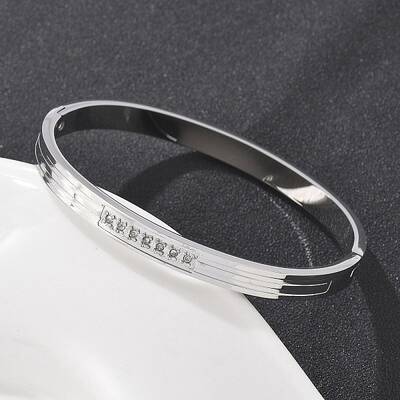 304 Stainless Steel Rhinestone Bangles for Women
