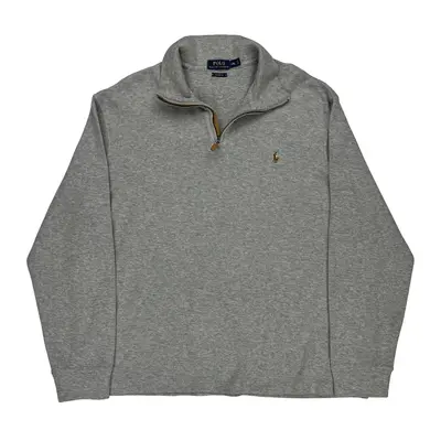 Ralph Lauren 1/4 Zip - 2XL Grey Cotton Blend