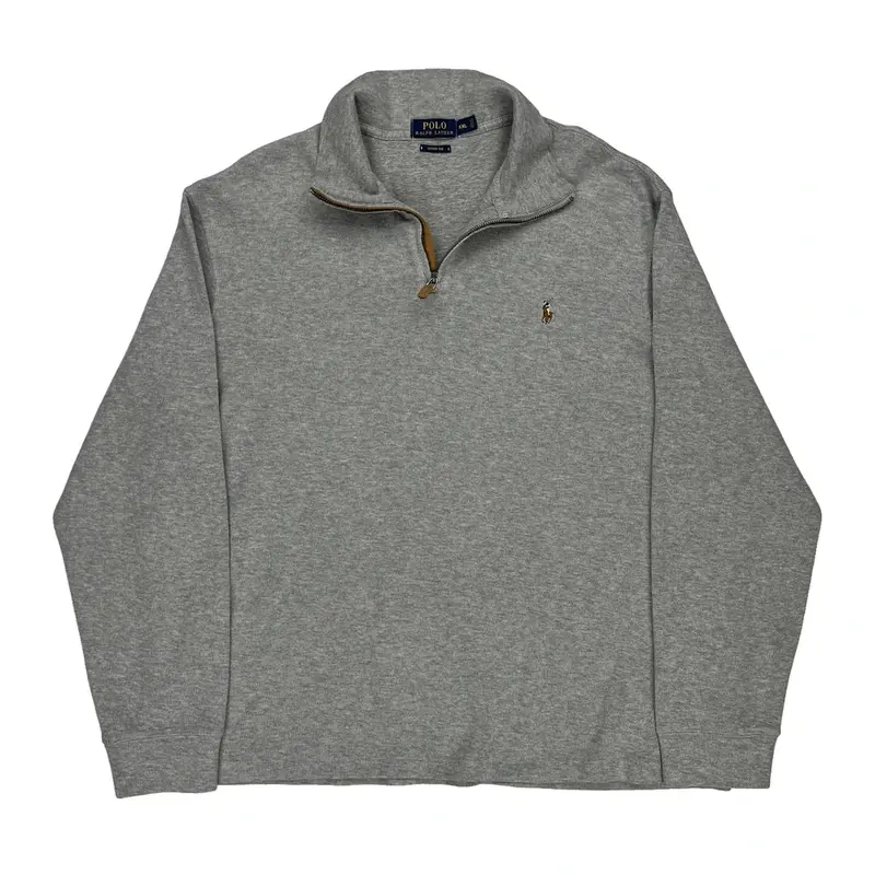 Ralph Lauren 1/4 Zip - 2XL Grey Cotton Blend