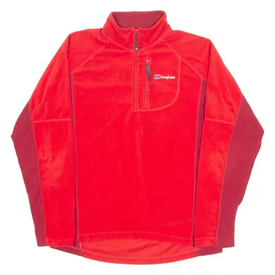 BERGHAUS Mens Fleece Red 1/4 Zip Tight Knit M
