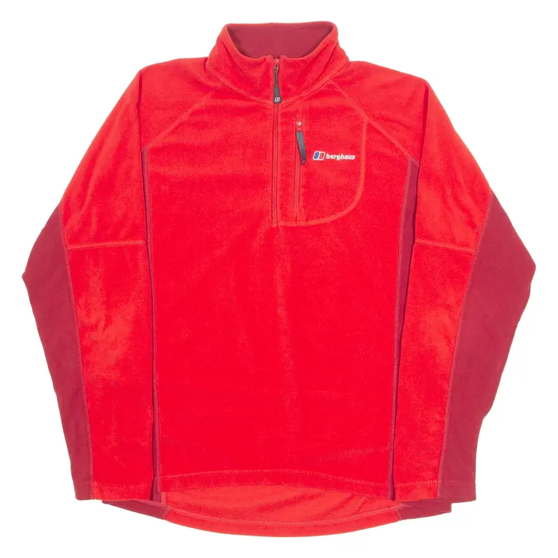 BERGHAUS Mens Fleece Red 1/4 Zip Tight Knit M