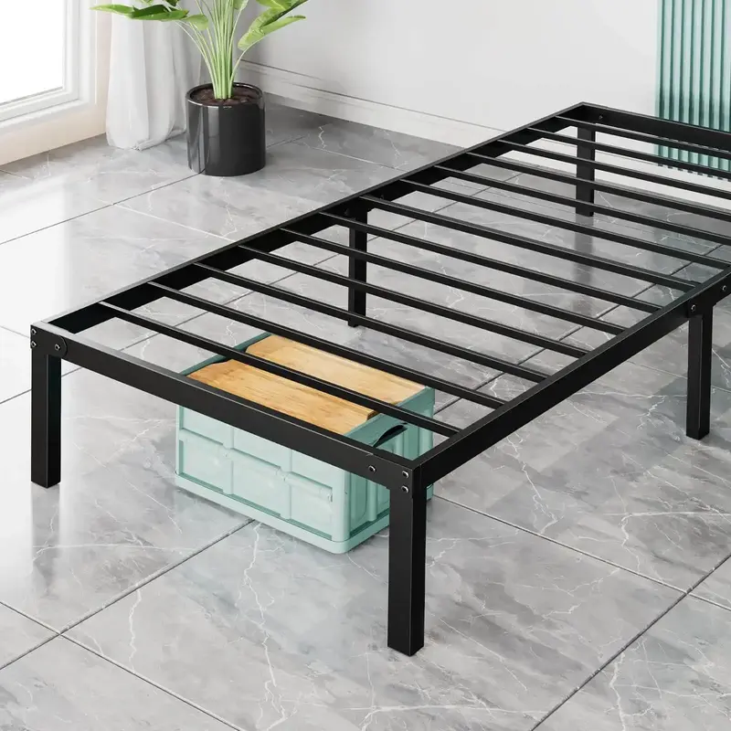 PINGO Heavy Duty Bed Frame with high-strength steel Sturdy Steel Slat Support, Multi-scene Applicability, for home and dormit...