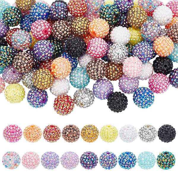 85pcs 17 style Resin Rhinestone Beads with Acrylic Round Beads Inside