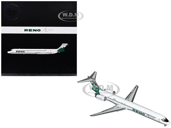 McDonnell Douglas MD-90 Commercial Aircraft Reno Air (N905RA) White with Green Tail Gemini 200 Series 1/200 Diecast Model Air...