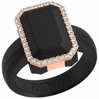 Emerald Silicone Ring with Metal Frame & Stones | Elegant & Durable by Rinfit