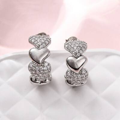 Brass Micro Pave Clear Cubic Zirconia Stud Earrings