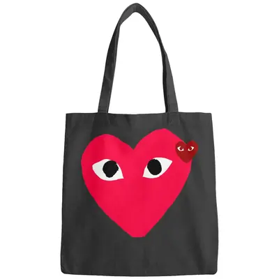 Comme Des Garcons Men's Black Play Heart Black And White Bags
