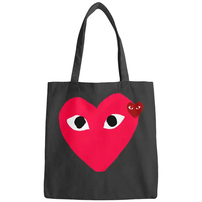 Comme Des Garcons Men's Black Play Heart Black And White Bags