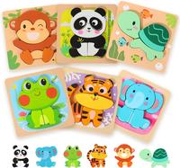 edutree Wooden Puzzles for Toddlers 2-4, 6 Pack Animal Shape Puzzle Montessori Toys for 1 2 3 Year Old, Educational Learning ...